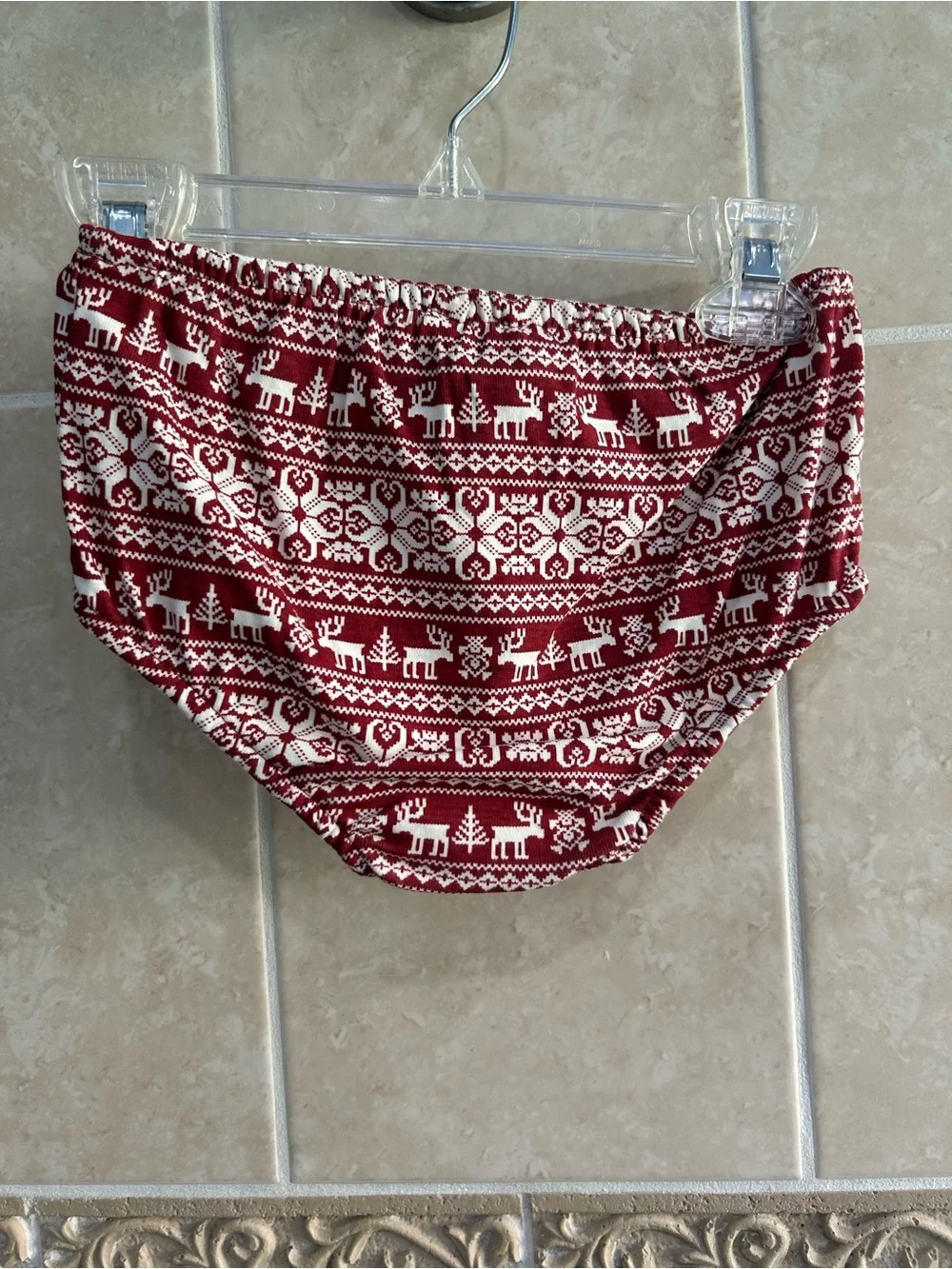 Ralph Lauren Deep Red Fair Isle Print Diaper Cover NWT